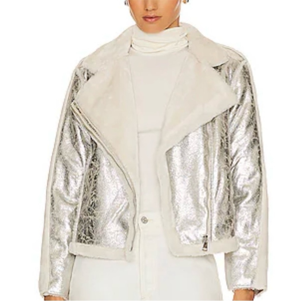 NWT Adrienne Landau Moonstone Faux Shearling Jacket XL